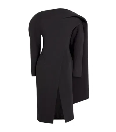 Mugler Wool Scarf-neck Coat In Black