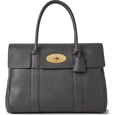 Mulberry Small Classic Grain Leather Bayswater Bag In Black-brass