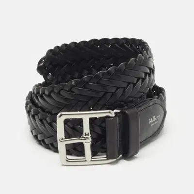 Pre-owned Mulberry Black Woven Leather Buckle Belt M