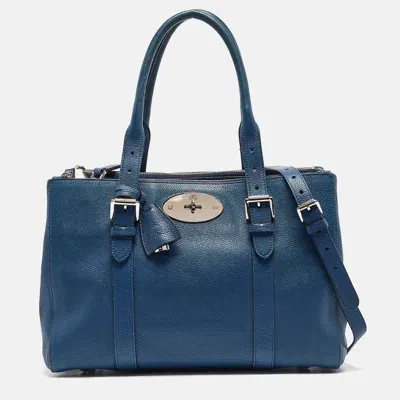 Pre-owned Mulberry Blue Leather Bayswater Double Zip Tote