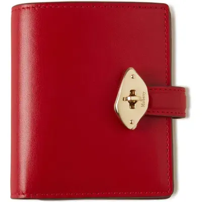 Mulberry Lana Compact High Gloss Leather Bifold Wallet In Scarlet Red