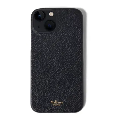 Mulberry Leather Iphone 14 Case In Black