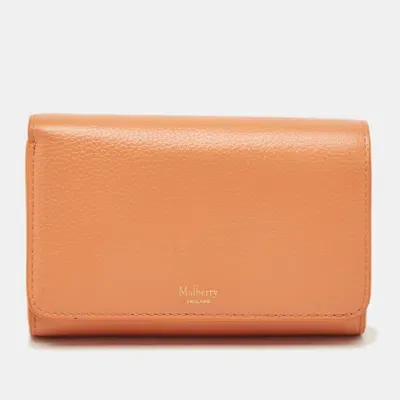 Pre-owned Mulberry Orange Leather Flap Continental Wallet