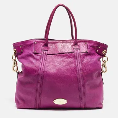 Pre-owned Mulberry Purple Leather North South Abigail Tote