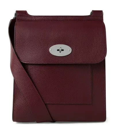 Mulberry Small Leather Antony Messenger Bag In Burgundy