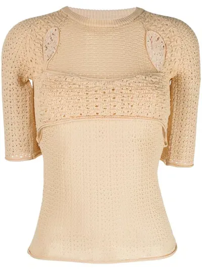 Muller Of Yoshiokubo Moss Tunnel Knitted Top In Nude