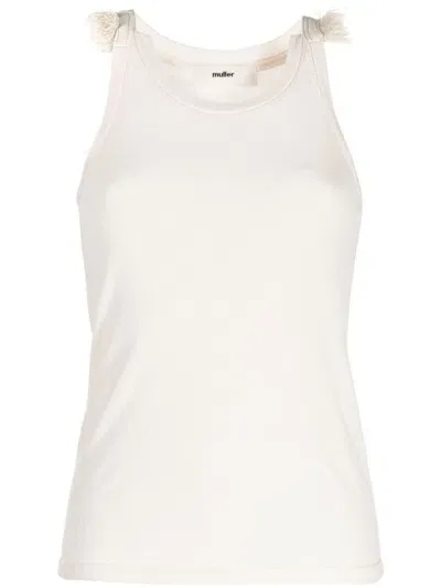 Muller Of Yoshiokubo Ruffled Sleeveless Tank Top In Neutrals