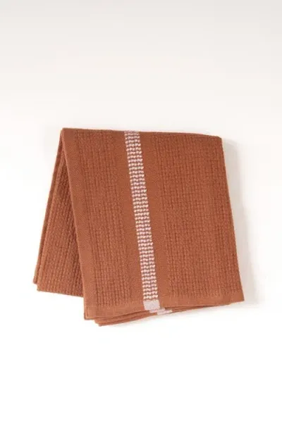 Mungo Organic Block Rib Hand Towel Set Of 2 In Russet