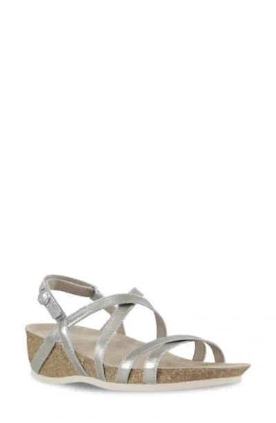 Munro Tarifa Strappy Wedge Sandal In Silver Metallic