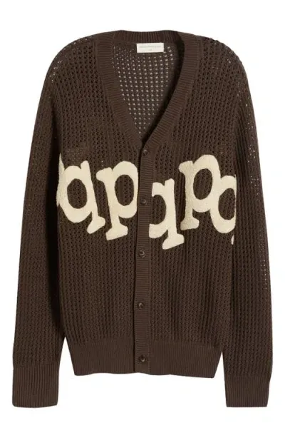 Museum Of Peace And Quiet Museum Of Peace & Quiet Etched Texture Appliqué Cardigan In Brown