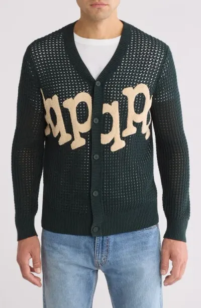 Museum Of Peace And Quiet Museum Of Peace & Quiet Etched Texture Appliqué Cardigan In Pine