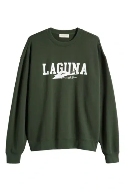 Museum Of Peace And Quiet Laguna Crewneck Cotton Graphic Sweatshirt In Forest