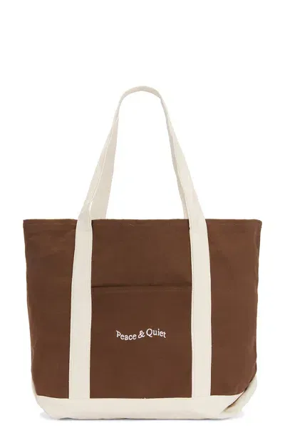 Museum Of Peace And Quiet Wordmark Boat Tote In Brown