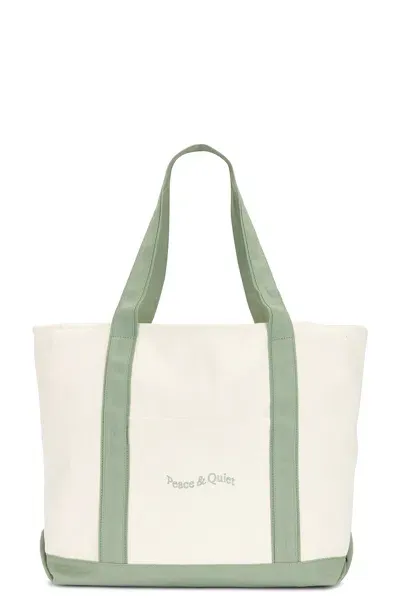 Museum Of Peace And Quiet Wordmark Boat Tote In Sage