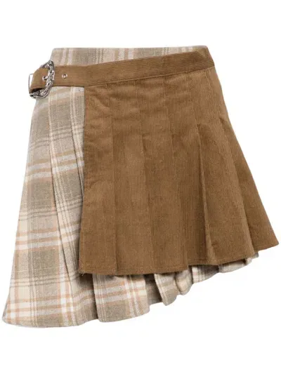 Musium Div. Asymmetric Panelled Skirt In Braun