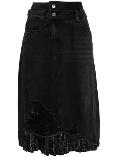 Musium Div. Dual Waist Denim Skirt In Black