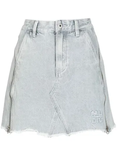 Musium Div. Fringed Mini Denim Skirt In Blau