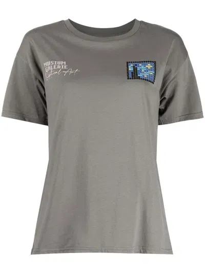 Musium Div. Graphic-embroidered Cotton T-shirt In Grey