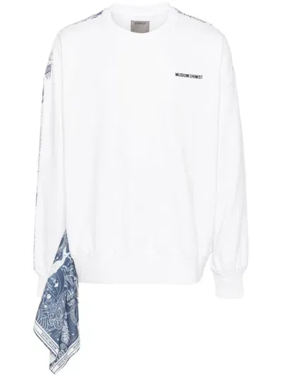 Musium Div. Graphic Print Scarf Accent Sweatshirt In White