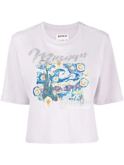 Musium Div. Illustration-print Cropped T-shirt In Purple