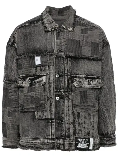 Musium Div. Patchwork Denim Jacket In Black