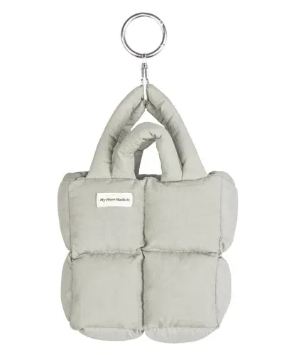 My Mum Made It Puffer Mini Keychain Bag In Gray