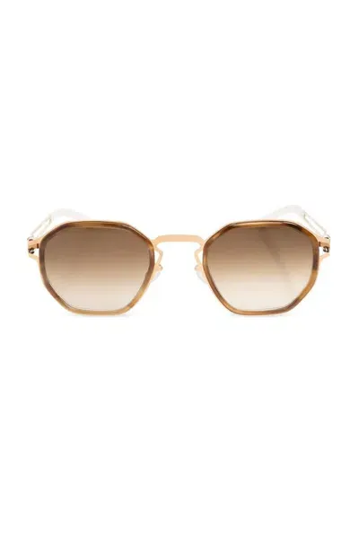 Mykita Gia Geometric-frame Sunglasses In Gold