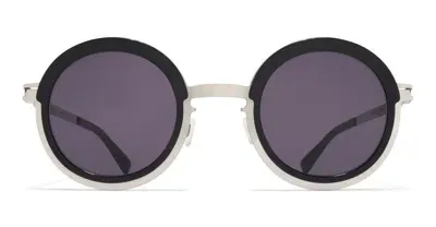 Mykita Phillys - Shiny Silver / Black Cool Sunglasses In Grey