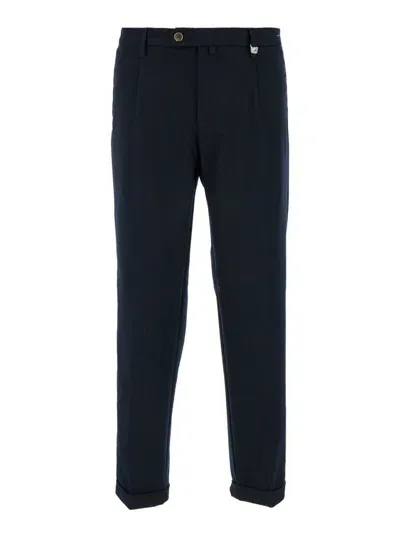 Myths Blue High Waist Pants In Stretch Fabric Man In Black