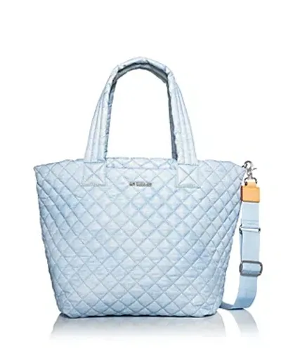 Mz Wallace Medium Metro Tote Deluxe In Chambray/silver