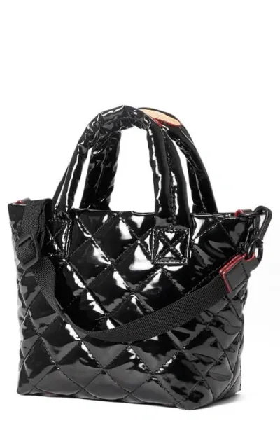 Mz Wallace Petite Metro Deluxe Quilted Tote In Black Lacquer/matte Black