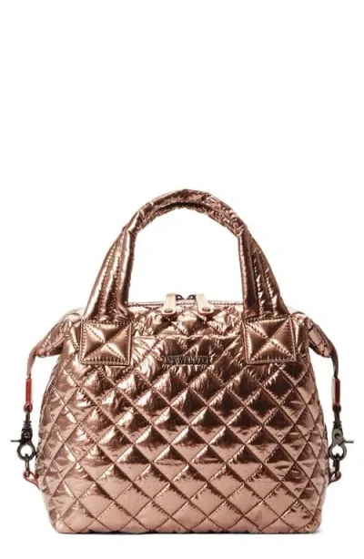 Mz Wallace Small Sutton Deluxe Tote In Copper Metallic Laquer/gunmetal