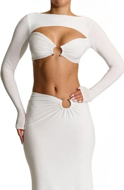 N By Naked Wardrobe Ring Detail Cutout Crop Top In White