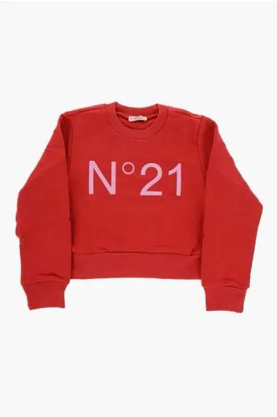 N°21 Brushed Cotton Crew-neck Sweatshirt With Printed Logo