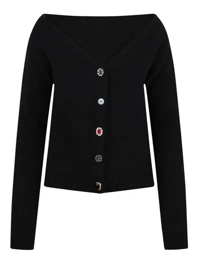 N°21 Cardigan With Jewel Buttons In Black