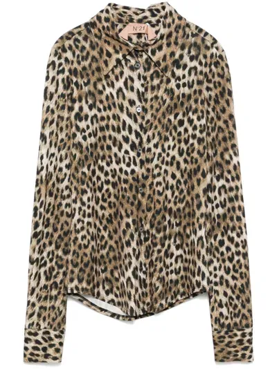 N°21 Leopard-print Blouse In Brown