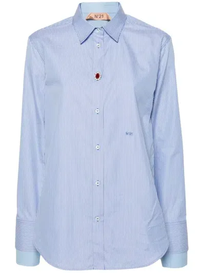 N°21 Logo-embroidered Shirt In Blue