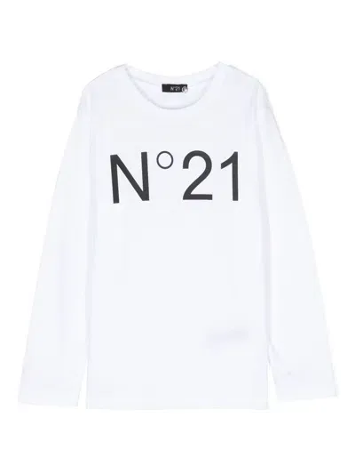 N°21 Langarmshirt Mit Logo-print In White