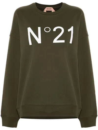 N°21 Logo-print Sweatshirt In 5791 Militare