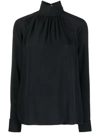 N°21 Mock-neck Crepe Blouse In Black