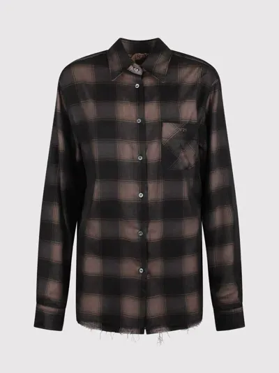 N°21 N.21 Black And Ecru Checked Shirt In Multicolour