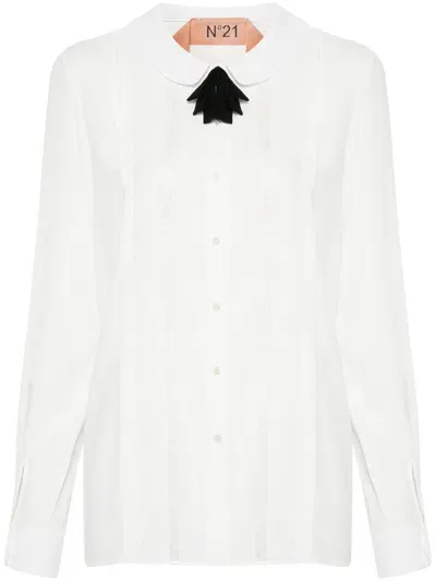 N°21 Lace-trim Shirt In 1102 Panna