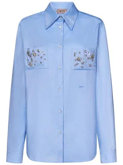 N°21 Crystal-embellished Shirt In Blue