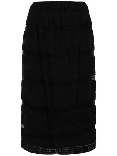 N°21 Striped Lace Midi Skirt In 9000 Nero