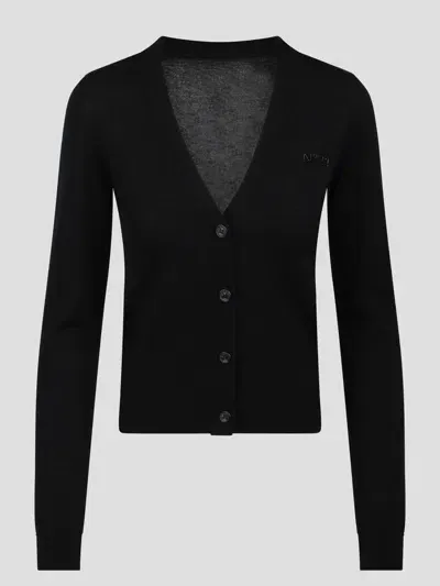 N°21 N.21 Wool Cardigan With Embroidery In Black