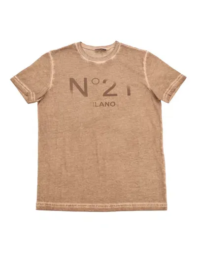 N°21 Kids' Logo-print Cotton T-shirt In Brown