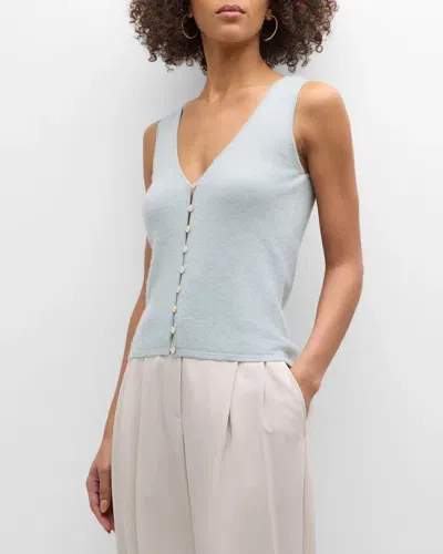 Naadam Cashmere Button-down Sleeveless Top In Mist