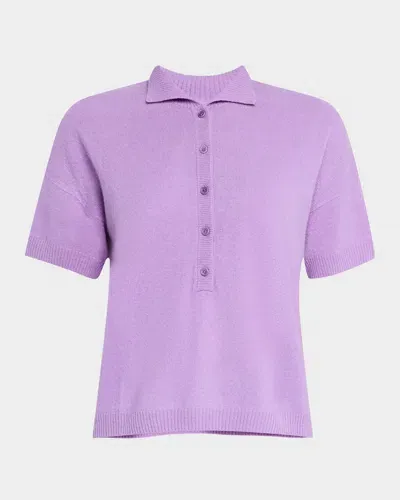 Naadam Cashmere Knit Polo In Lavender