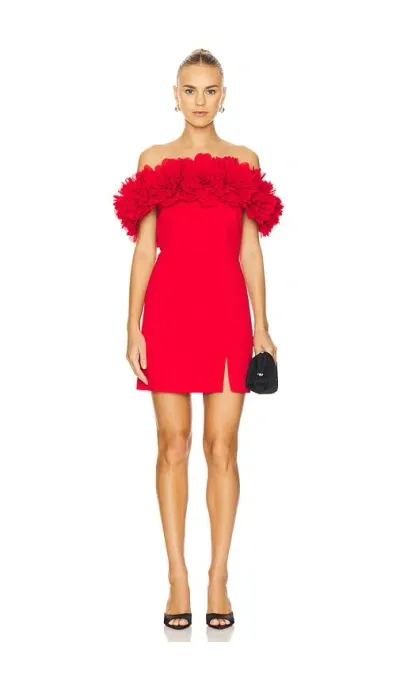 Nadine Merabi Flower Bardot Mini Dress In 红色