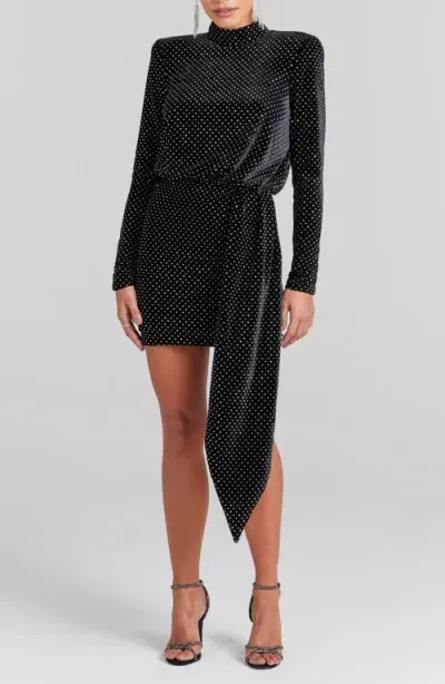 Nadine Merabi Luna Long Sleeve Stretch Cocktail Minidress In Black